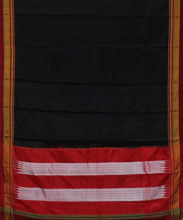 Black red chikki paras cotton art silk handloom ilkal saree