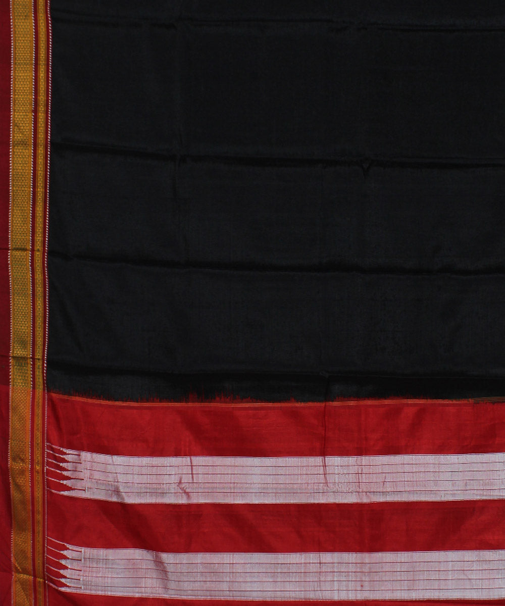 Black red chikki paras cotton art silk handloom ilkal saree