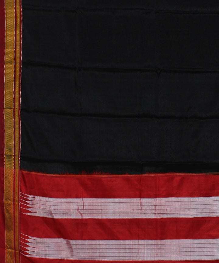 Black red chikki paras cotton art silk handloom ilkal saree