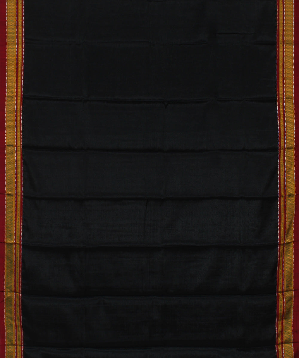 Black red chikki paras cotton art silk handloom ilkal saree