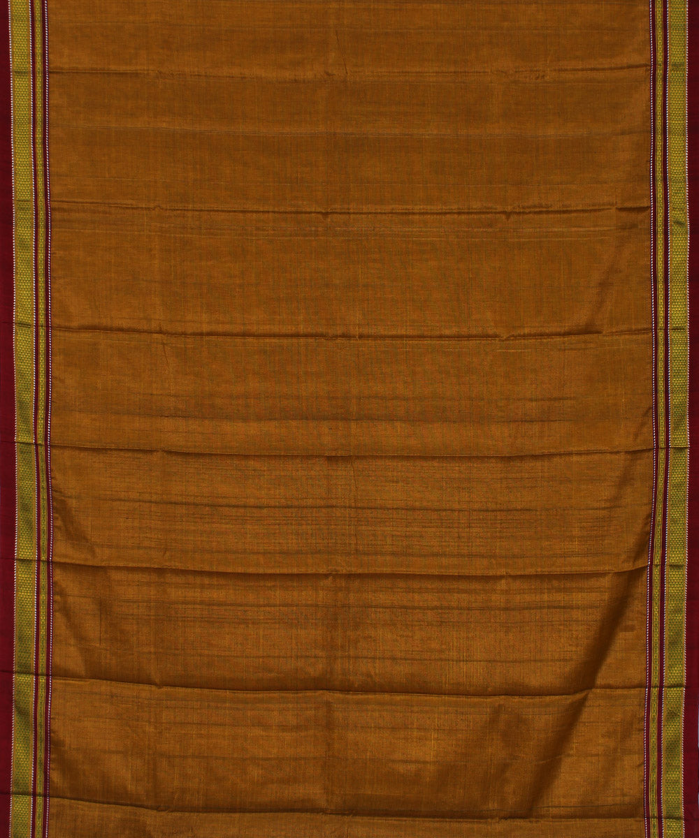 Mustard red chikki paras cotton art silk handloom ilkal saree