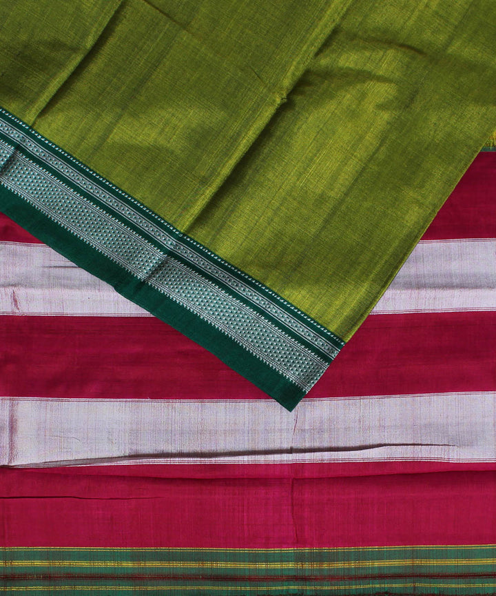 Lime green red chikki paras-ganga jamuna cotton art silk ilkal saree