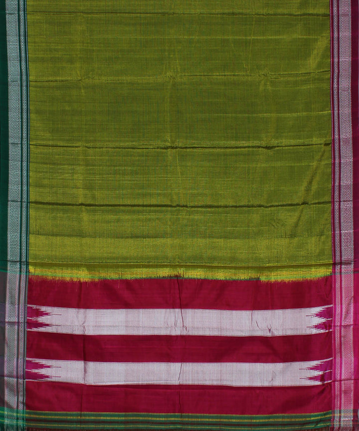 Lime green red chikki paras-ganga jamuna cotton art silk ilkal saree