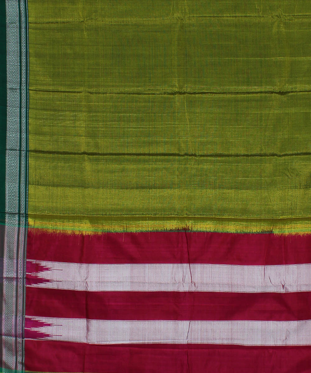 Lime green red chikki paras-ganga jamuna cotton art silk ilkal saree