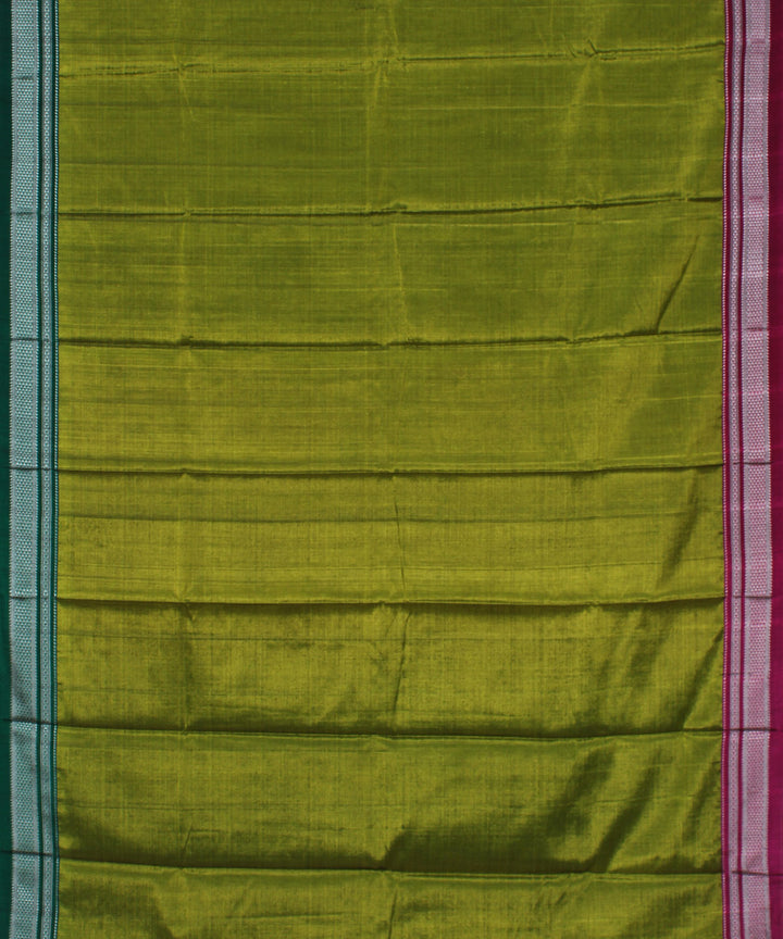 Lime green red chikki paras-ganga jamuna cotton art silk ilkal saree