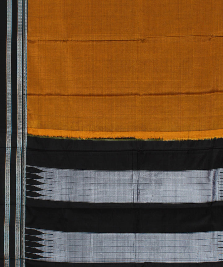 Mustard black gayatri border cotton art silk handloom ilkal saree