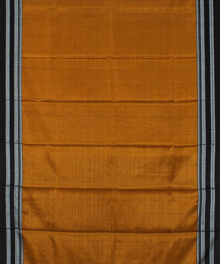 Mustard black gayatri border cotton art silk handloom ilkal saree