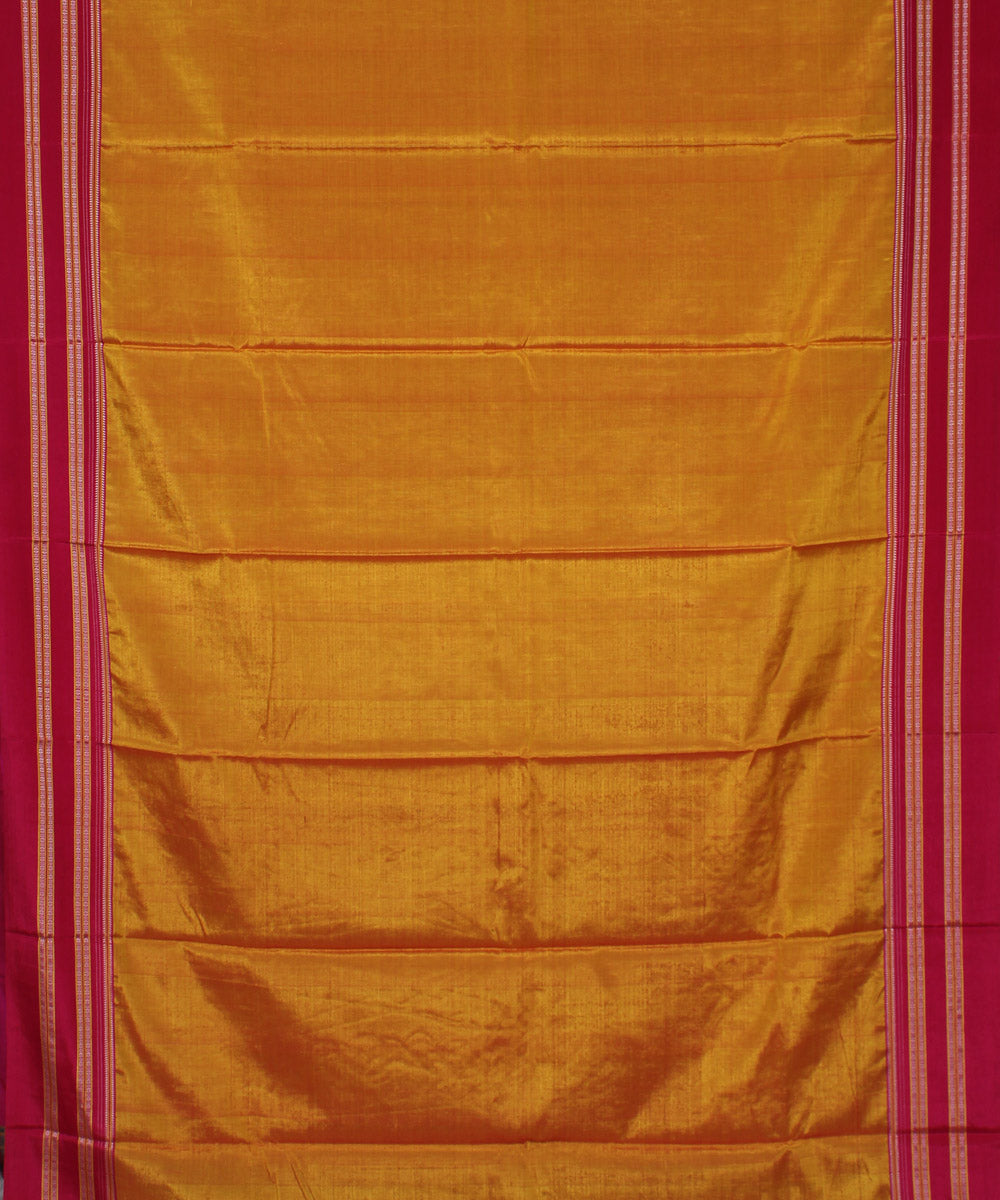 Orange pink ilkal gayatri border cotton art silk handloom saree