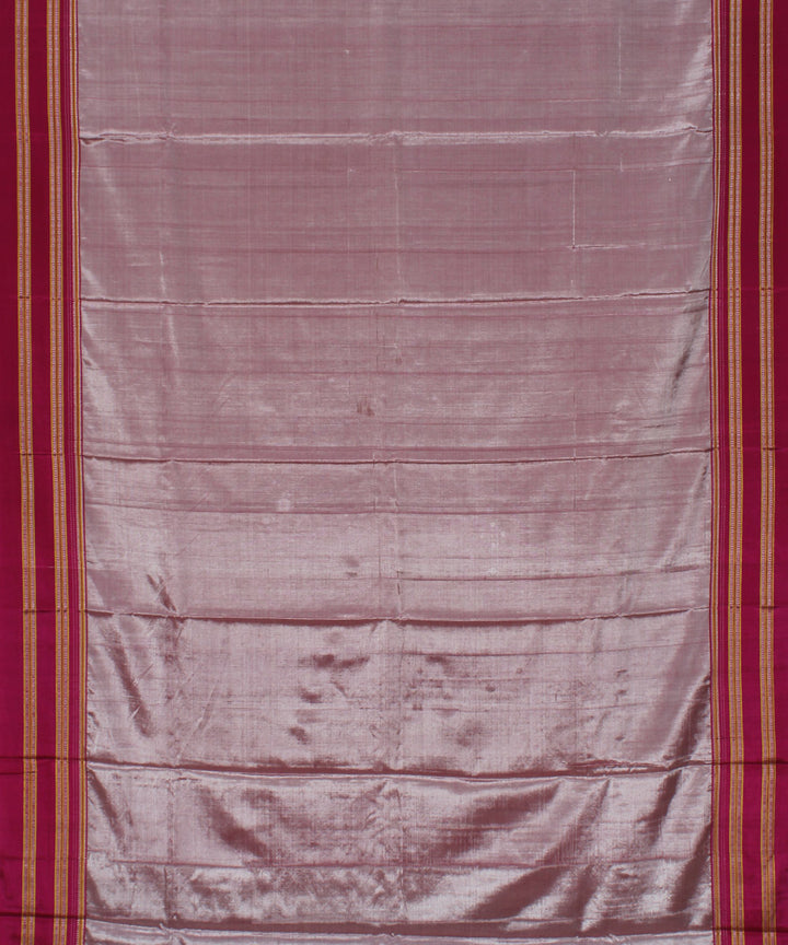 Silver pink gayatri border cotton art silk handloom ilkal saree