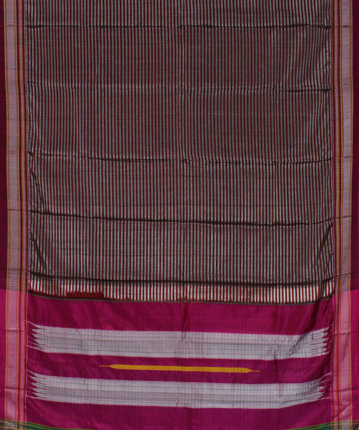 Grey maroon pink chikki paras cotton art silk handloom ilkal saree