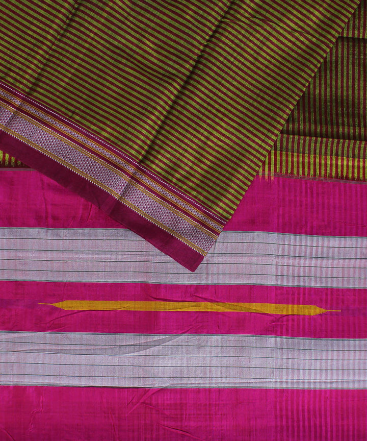 Lime green maroon pink chikki paras cotton art silk ilkal saree