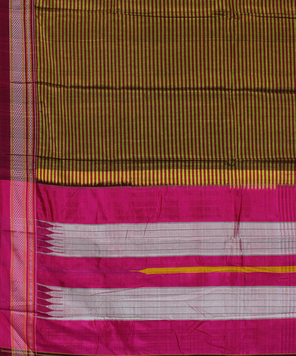 Lime green maroon pink chikki paras cotton art silk ilkal saree