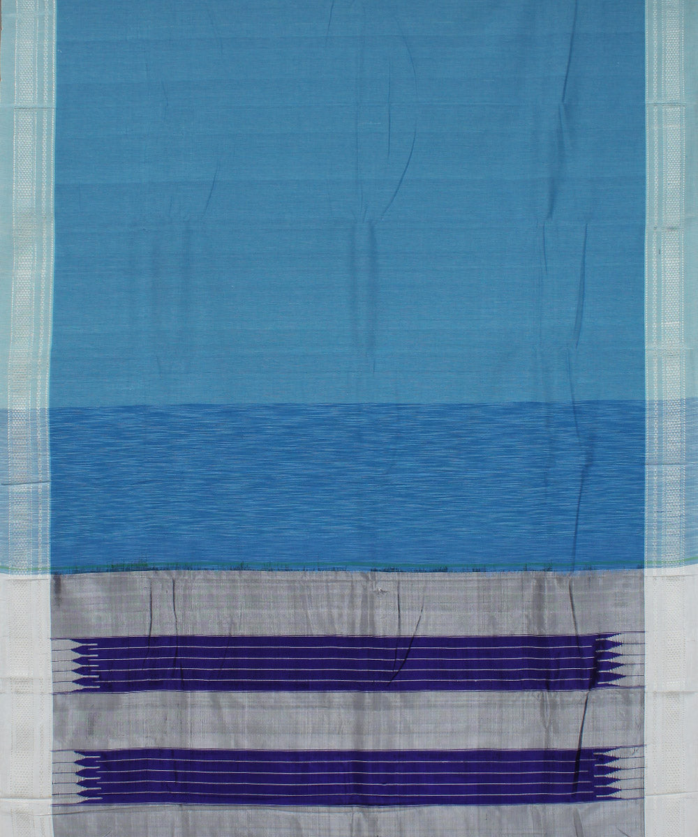 Cyan blue chikki paras cotton art silk handloom ilkal saree