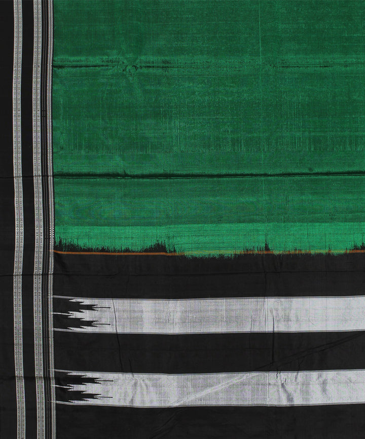 Dark green black gayatri border cotton art silk handloom ilkal saree