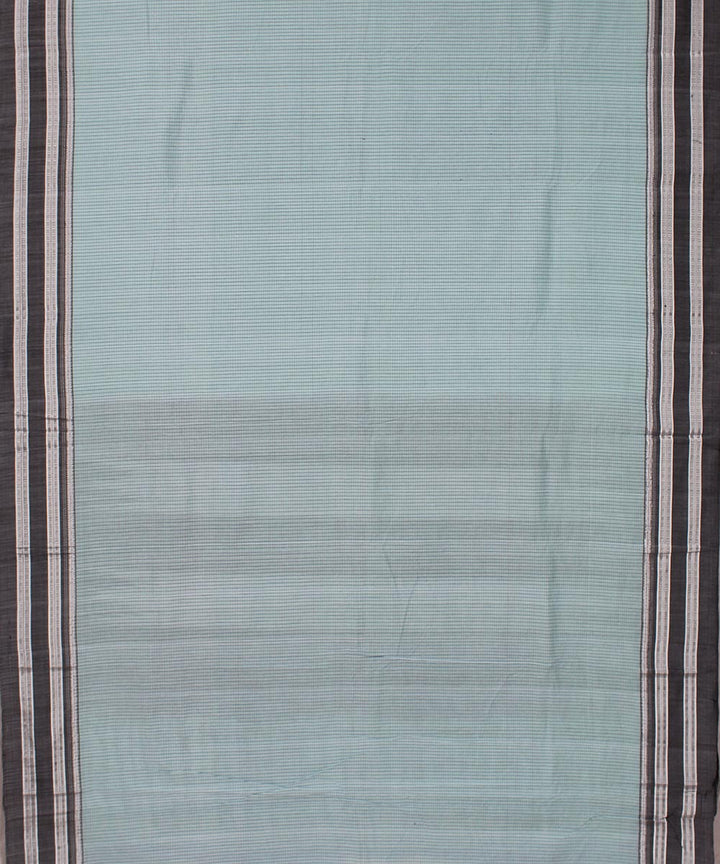 Cyan blue check grey gayatri border handwoven ilkal cotton silk saree