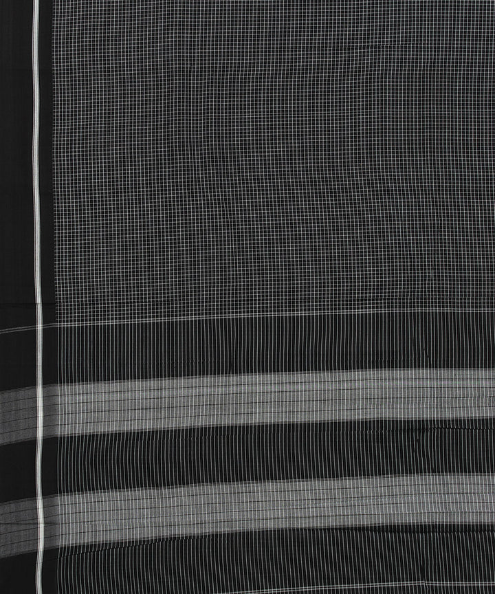 Black checks black border handwoven patteda anchu cotton saree
