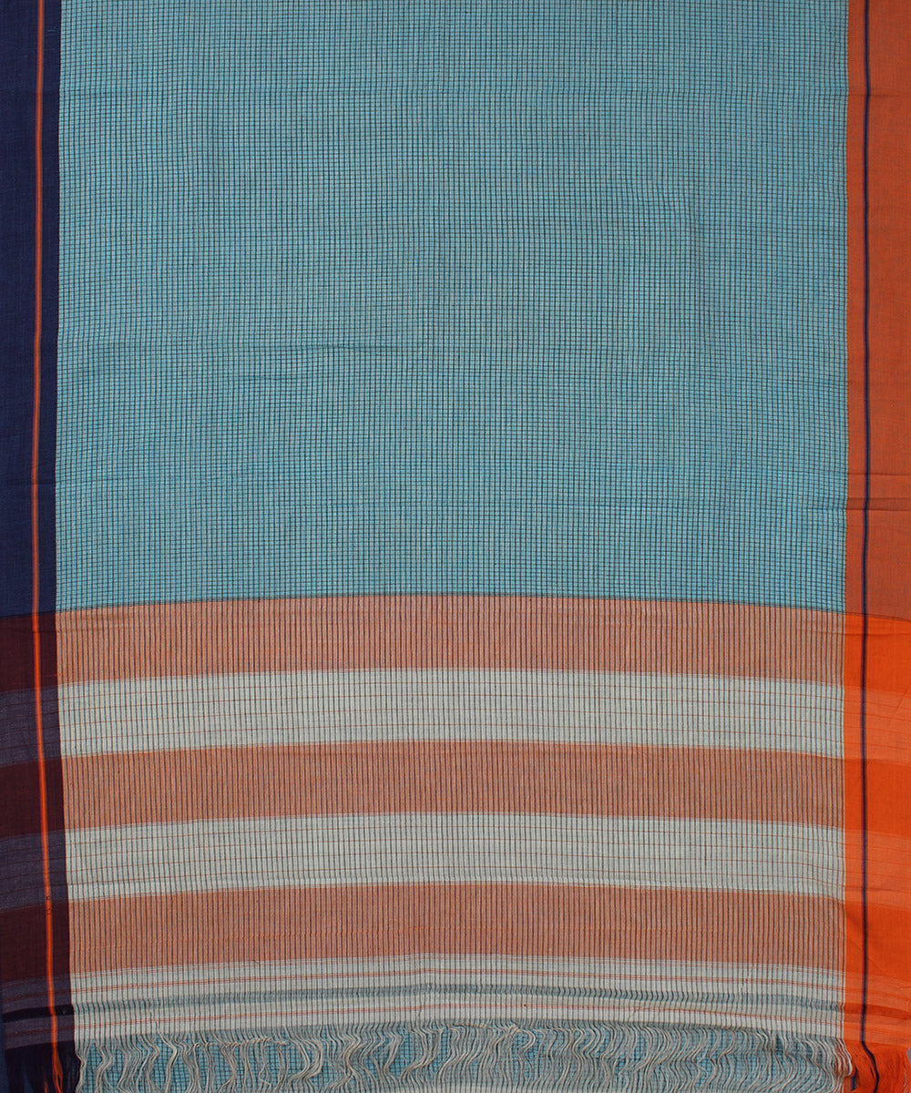 Sky blue orange purple border patteda anchu cotton saree