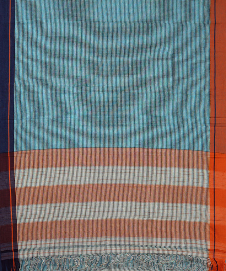 Sky blue orange purple border patteda anchu cotton saree