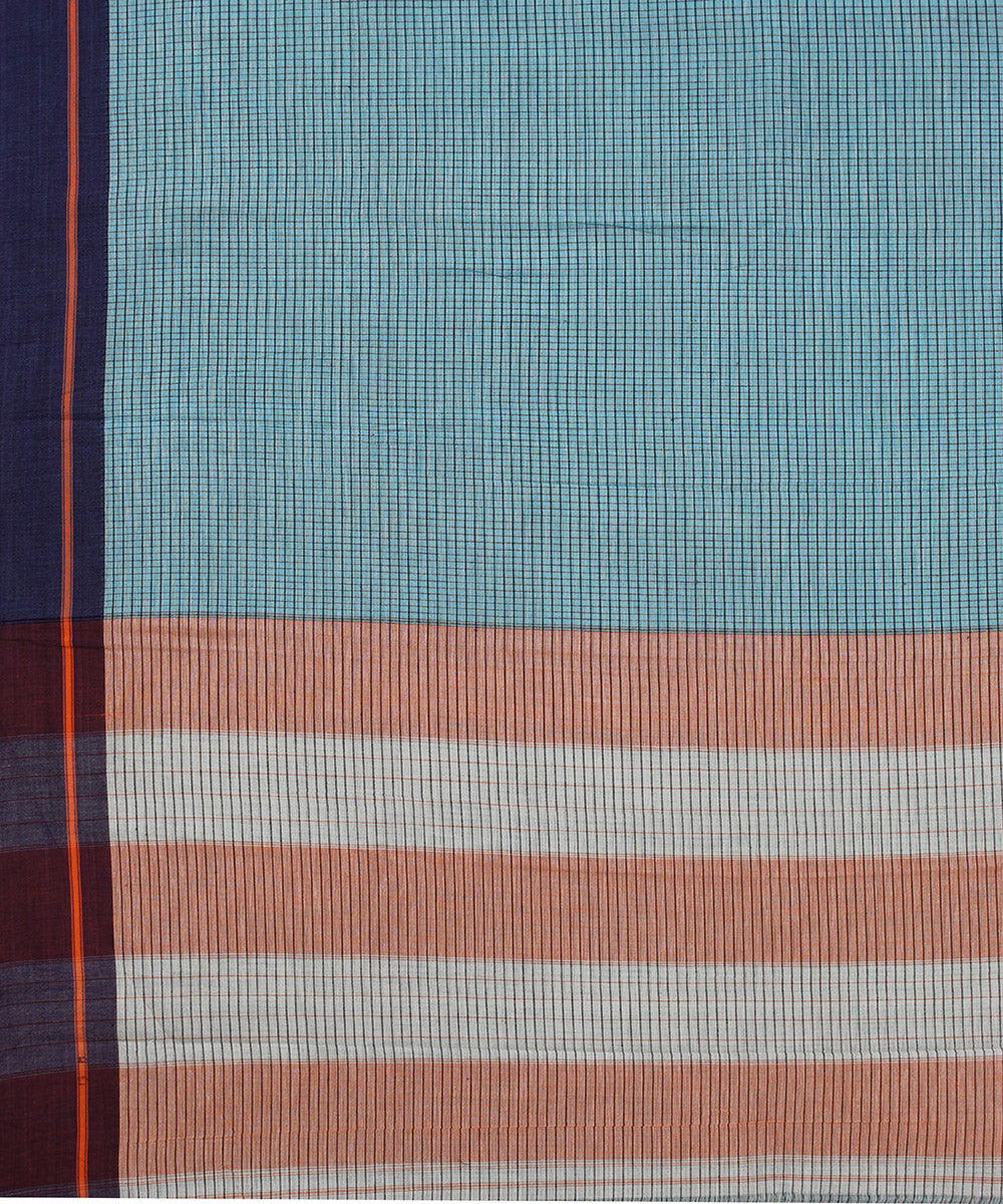 Sky blue orange purple border patteda anchu cotton saree