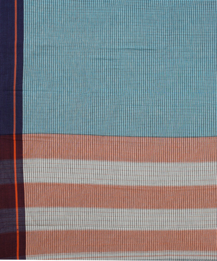 Sky blue orange purple border patteda anchu cotton saree