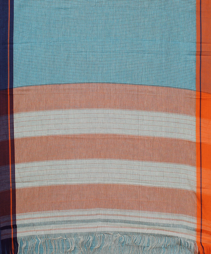Sky blue orange purple border patteda anchu cotton saree