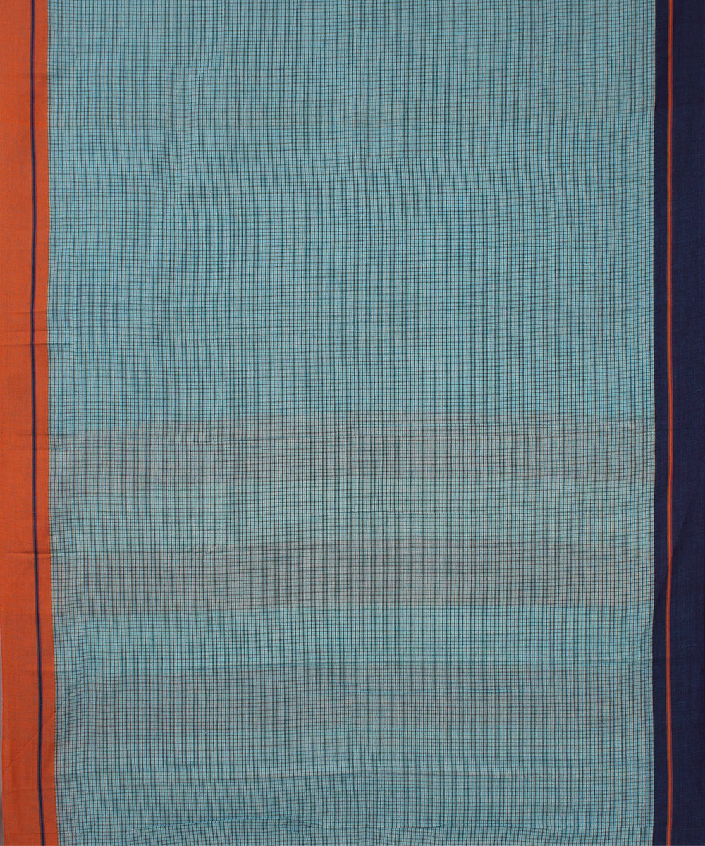Sky blue orange purple border patteda anchu cotton saree
