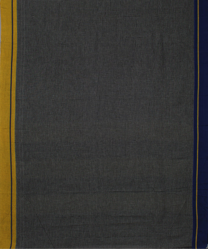 Black check blue yellow border handwoven patteda anchu cotton saree
