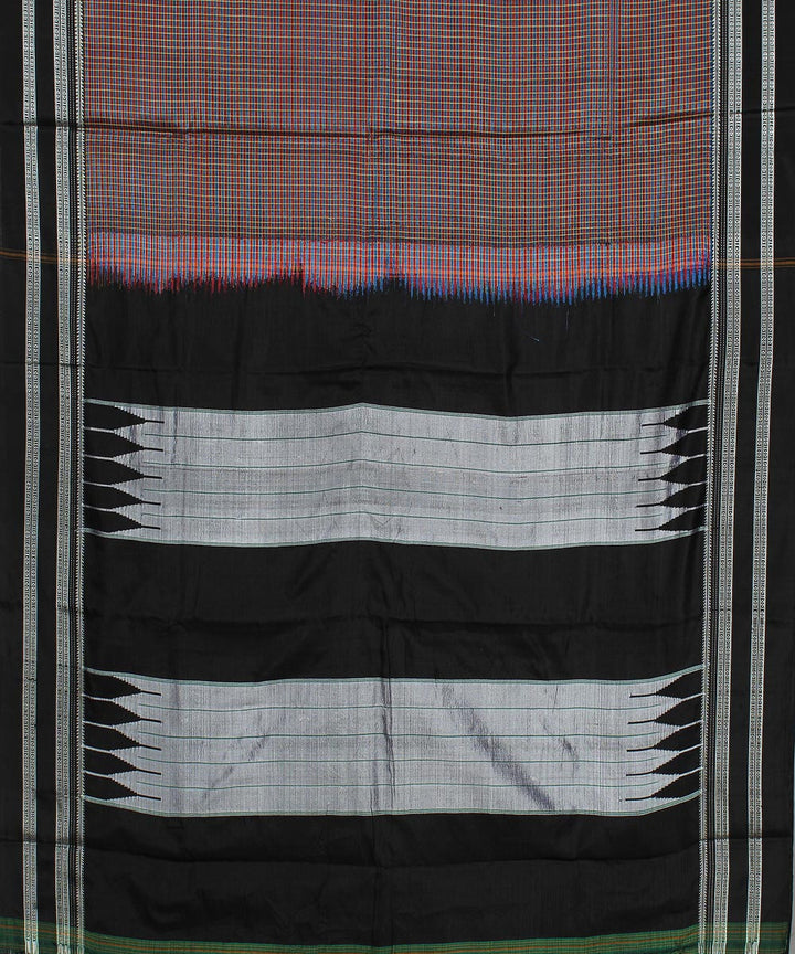 Multi check black gayatri border ilkal cotton handwoven art silk saree