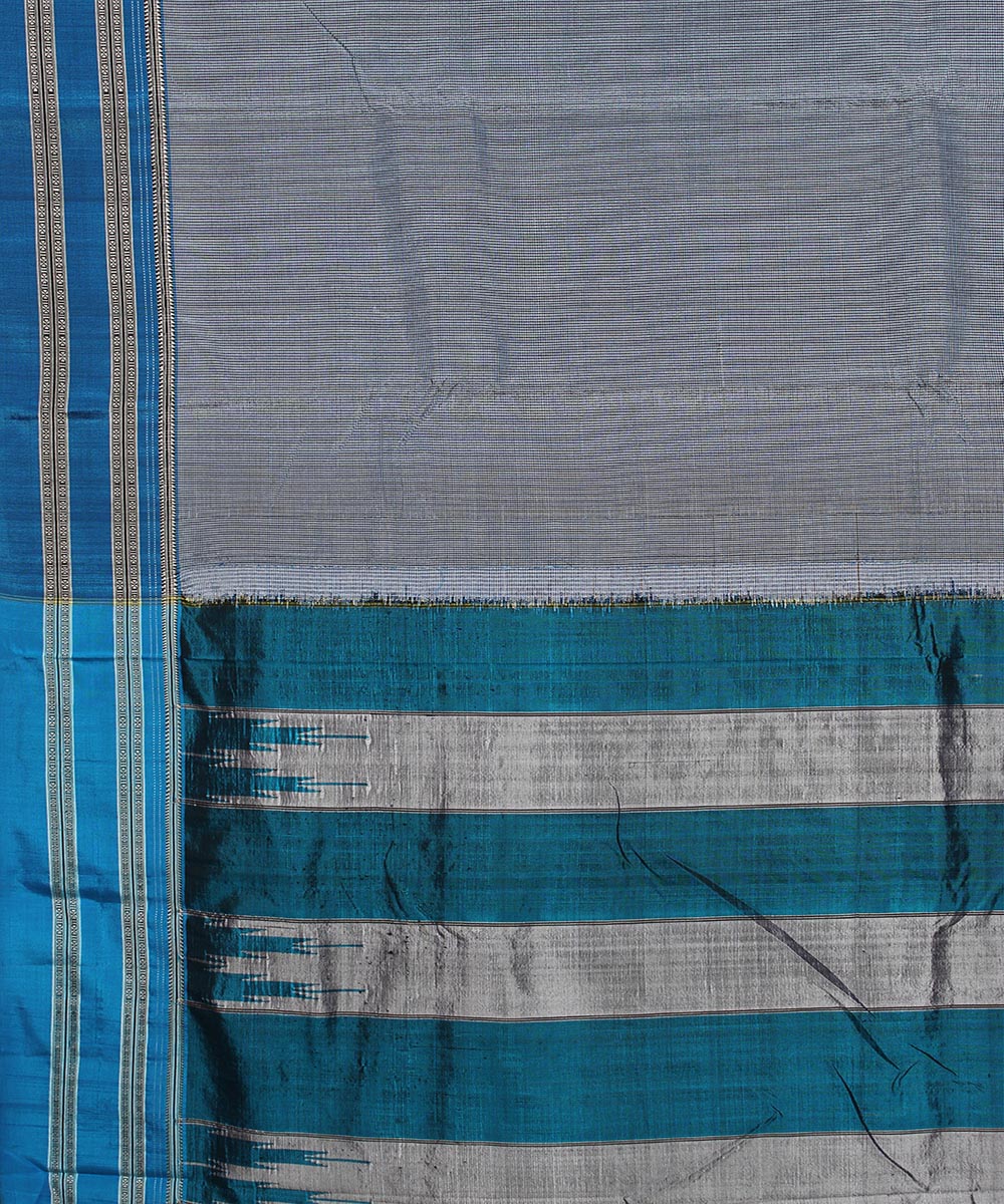 Blue check blue gayatri border handloom ilkal cotton art silk saree