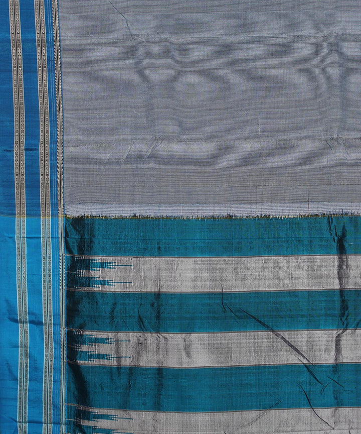 Blue check blue gayatri border handloom ilkal cotton art silk saree