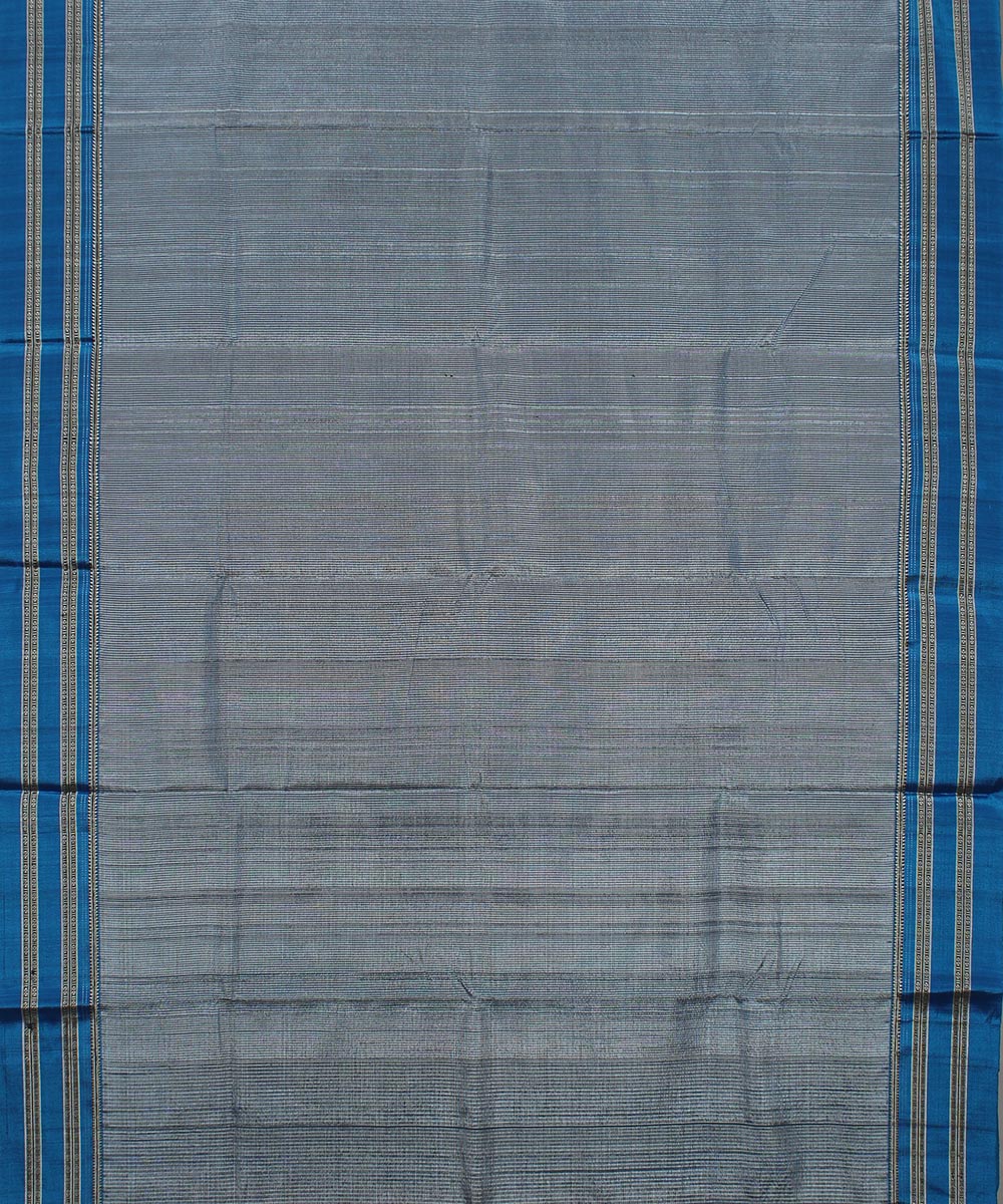 Blue check blue gayatri border handloom ilkal cotton art silk saree