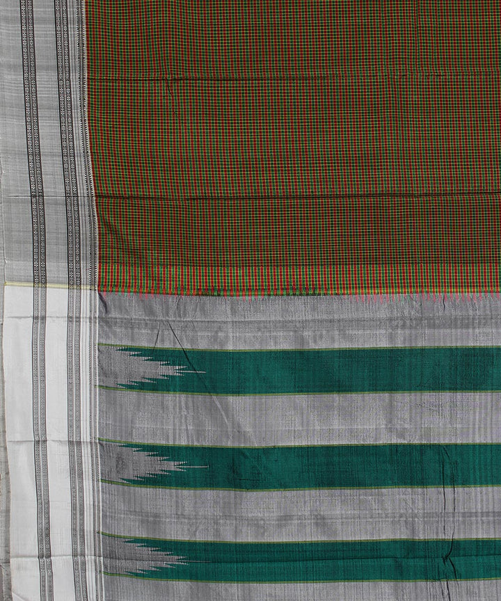 Multi checks grey gayatri border handwoven ilkal cotton art silk saree
