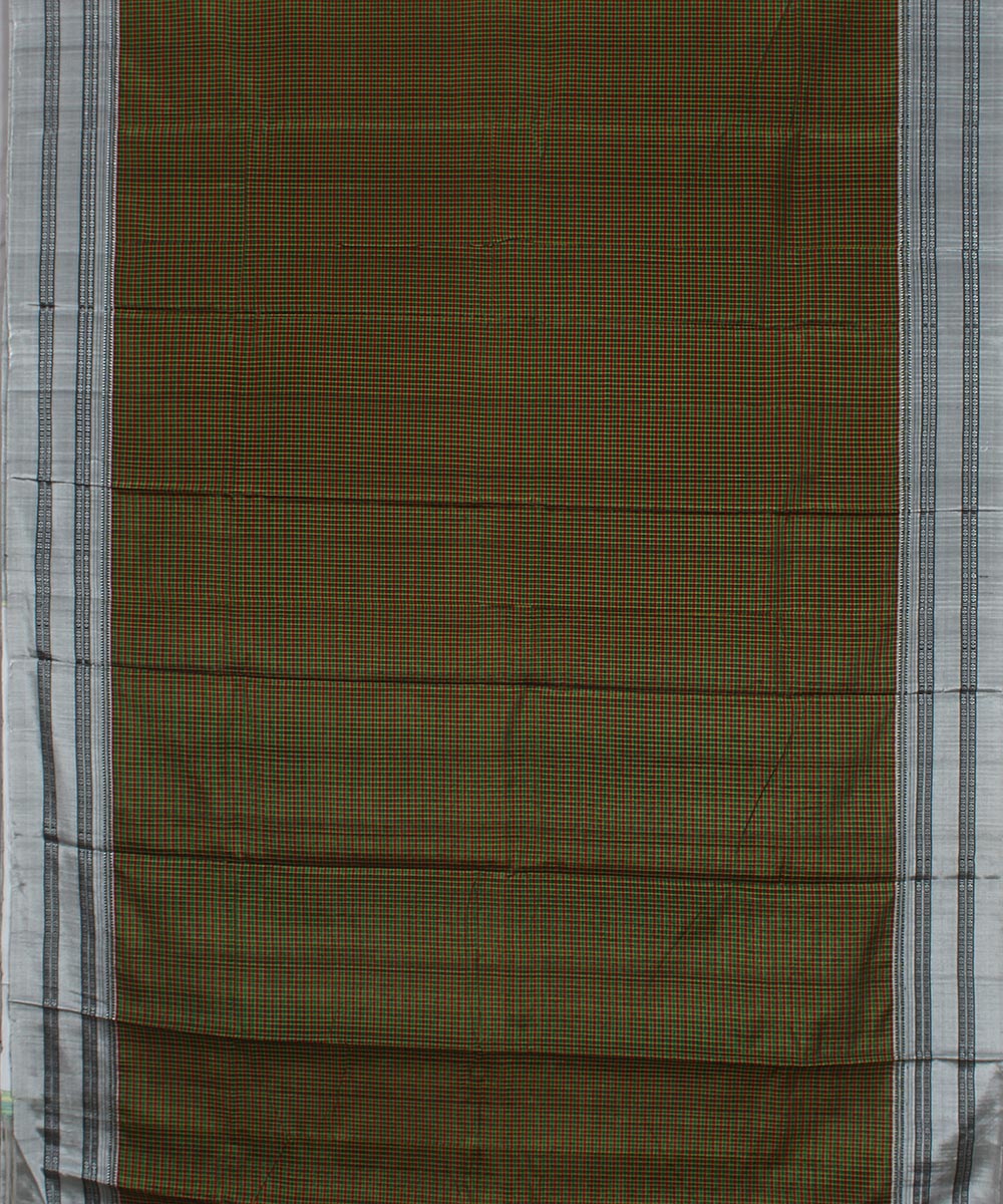 Multi checks grey gayatri border handwoven ilkal cotton art silk saree