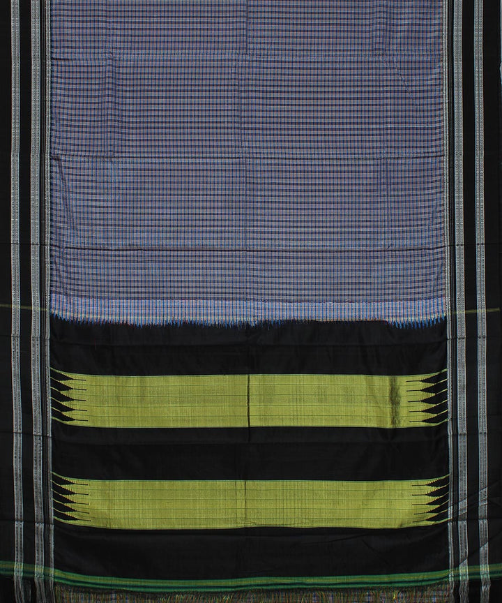 Multi checks black gayatri border handwoven ilkal cotton art silk saree