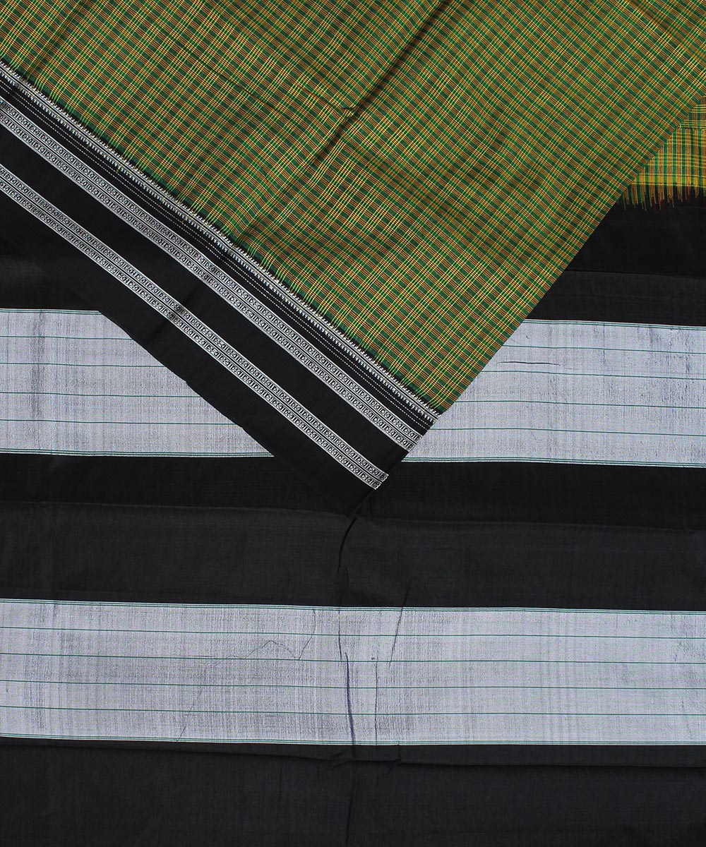 Multi check black gayatri border handwoven ilkal cotton art silk saree