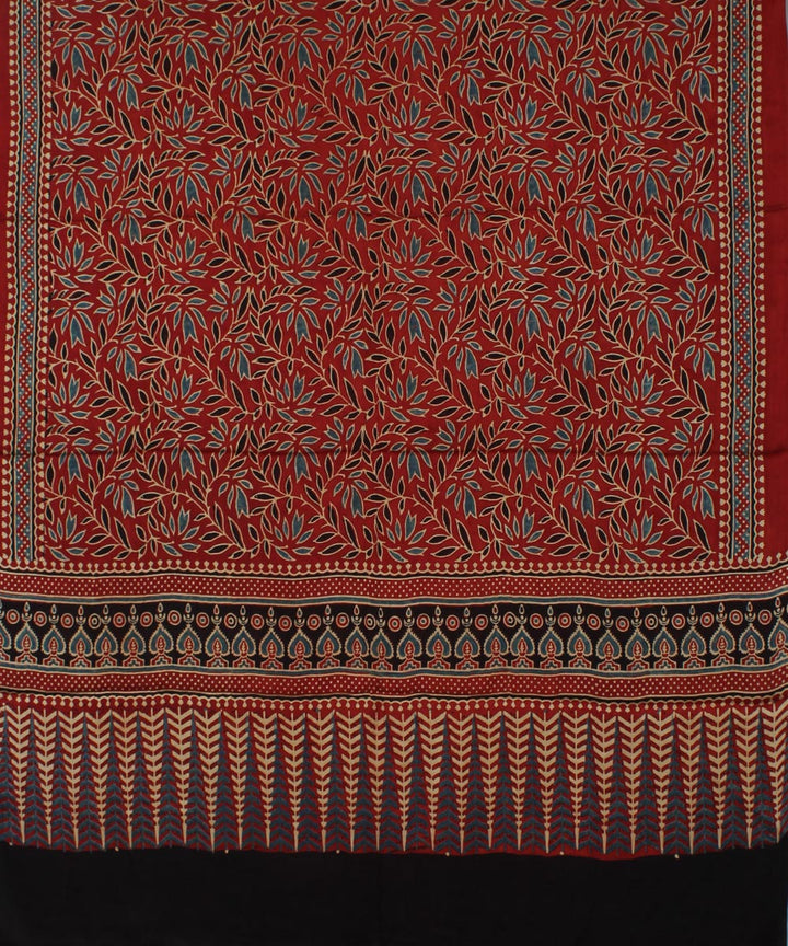 Red black handloom modal silk ajrakh dupatta