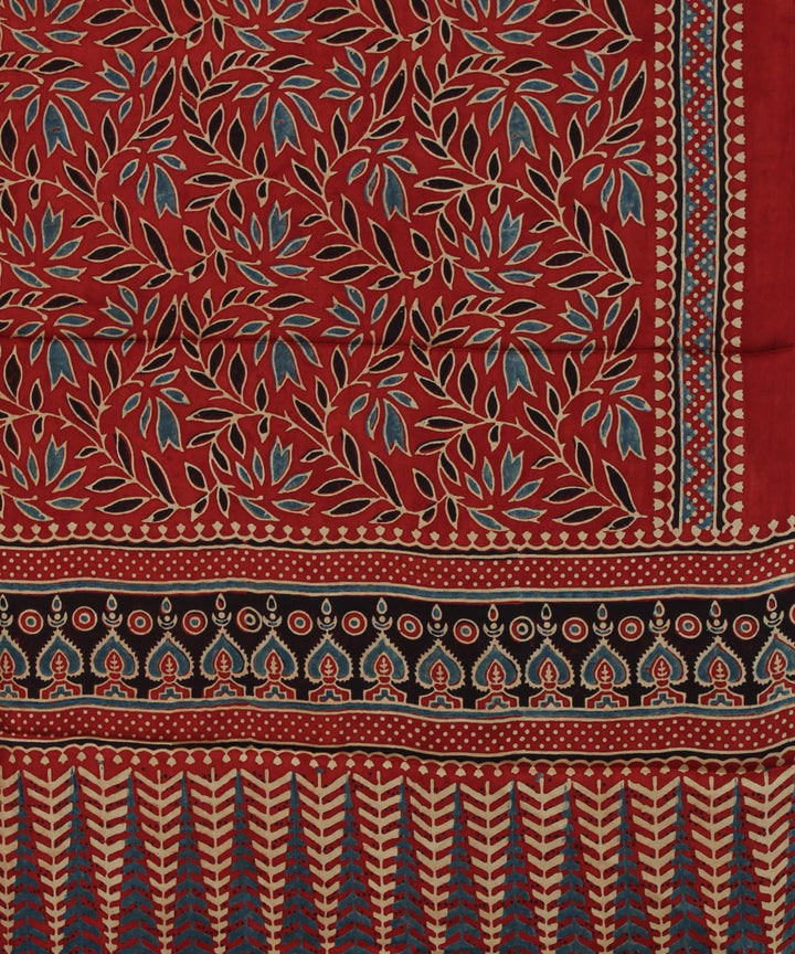 Red black handloom modal silk ajrakh dupatta