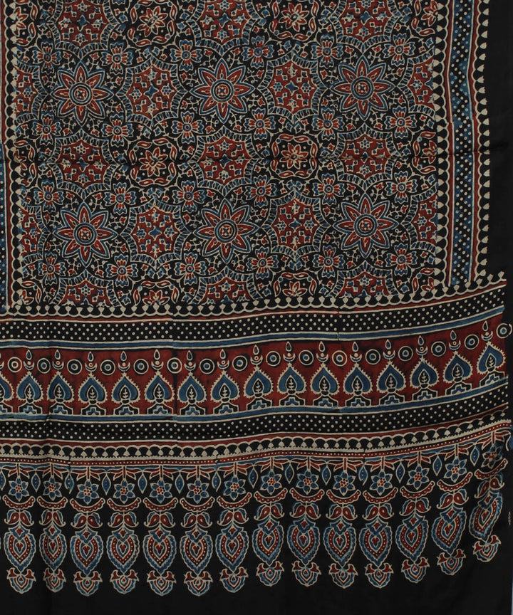 Black brown ajrakh handloom modal silk dupatta