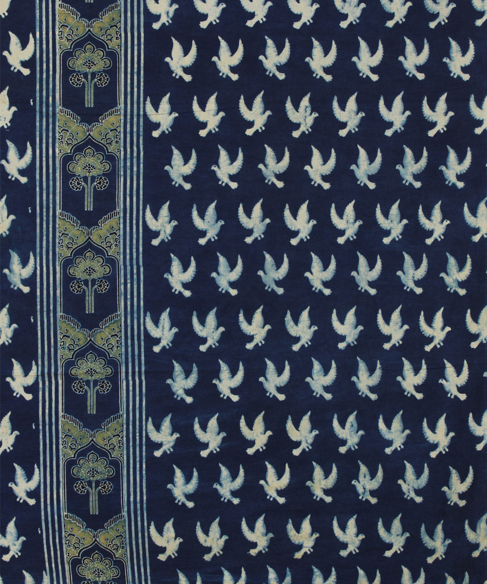 3m indigo hand printed ajrakh cotton kurta material