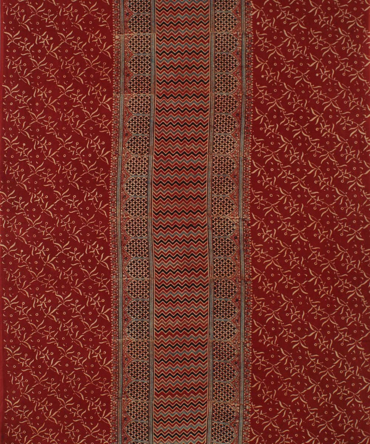 3m red hand cotton printed ajrakh kurta material