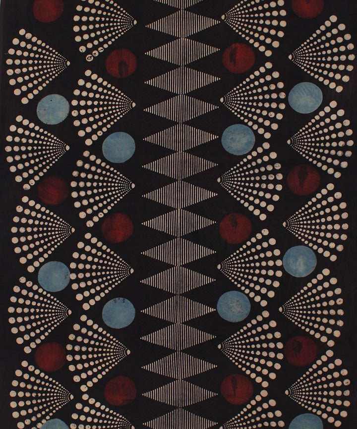3m black hand printed ajrakh cotton kurta material
