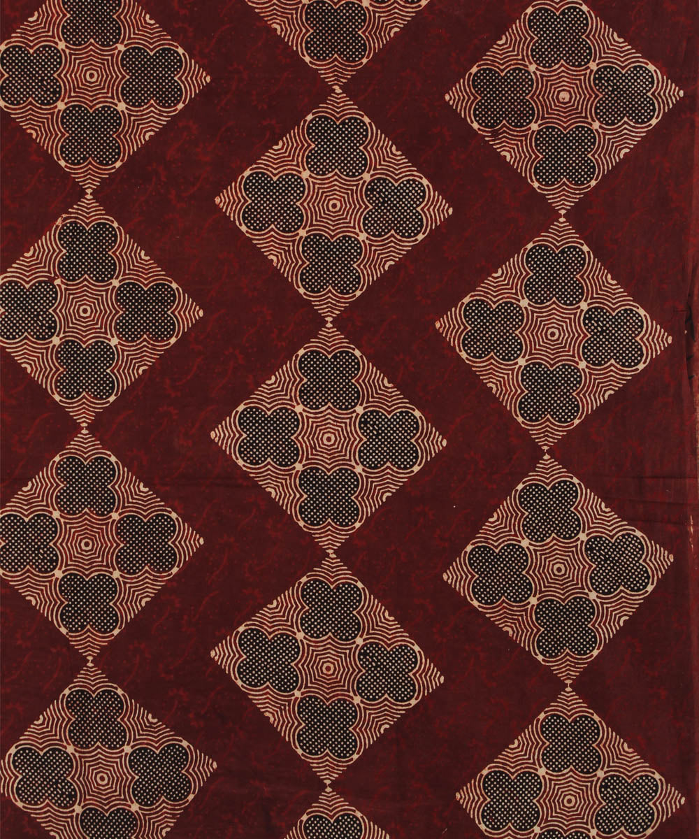 3m maroon hand cotton printed ajrakh kurta material