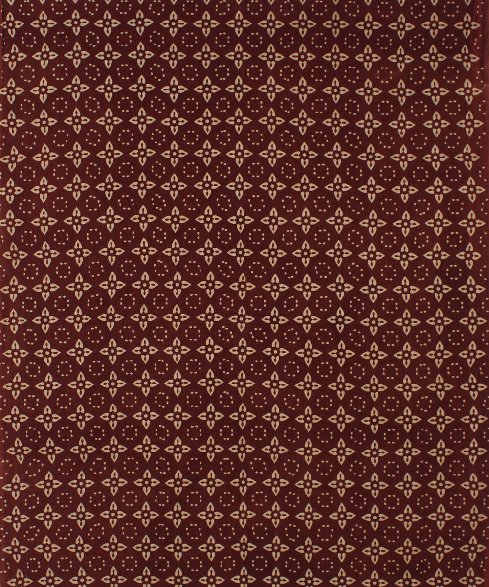 3m maroon hand printed ajrakh cotton kurta material