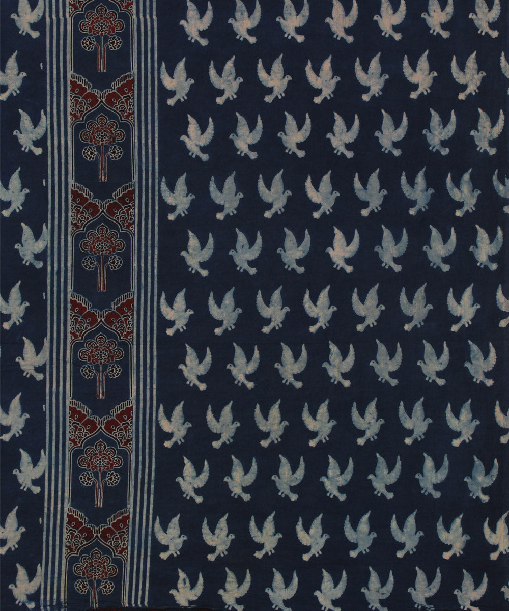 3m indigo hand ajrakh printed kurta cotton material