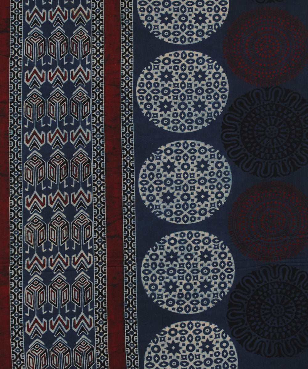 3m indigo hand printed ajrakh kurta cotton material