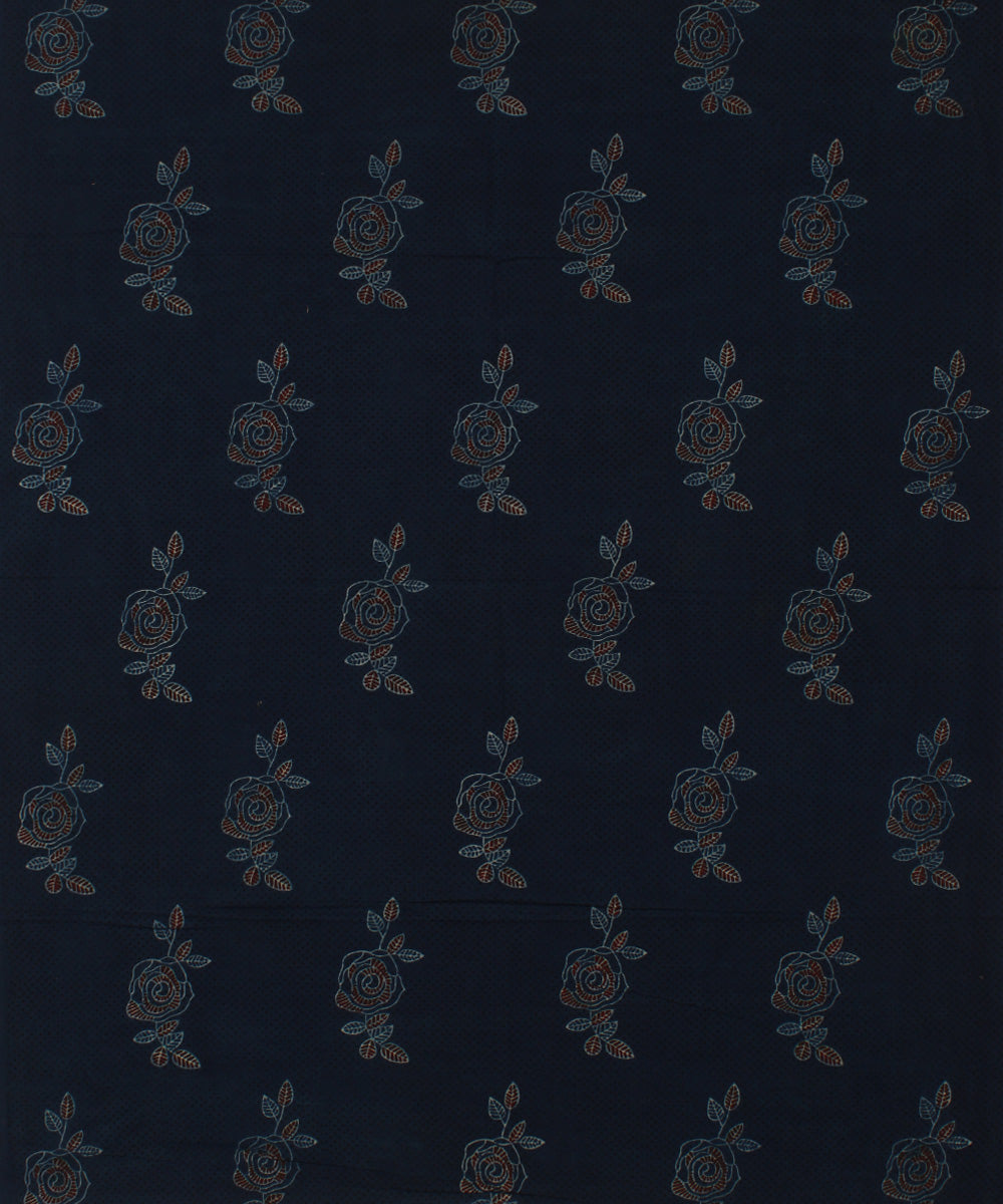 3m indigo hand printed ajrakh kurta cotton material