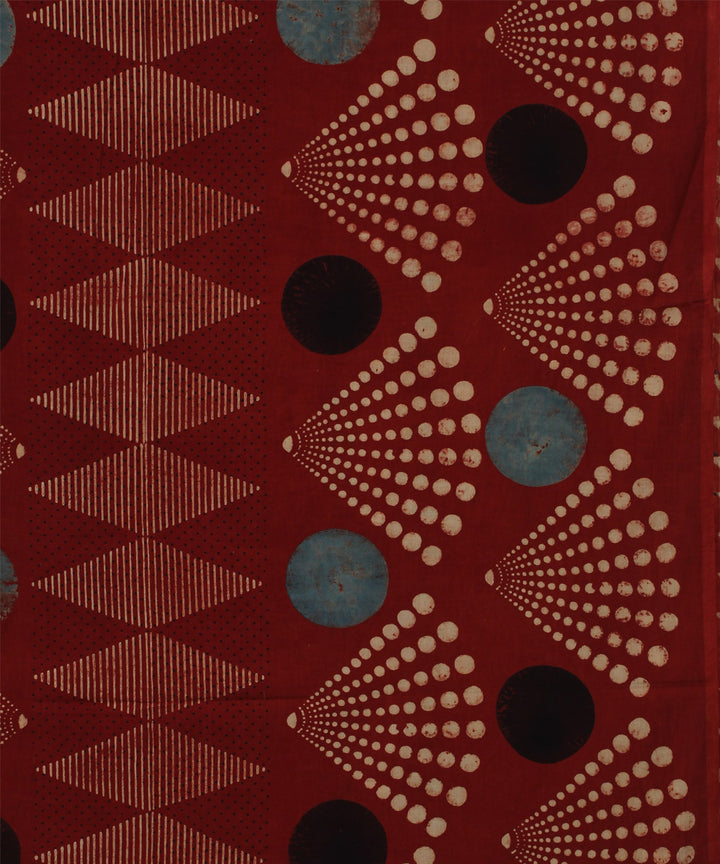 3m red hand printed cotton ajrakh kurta material