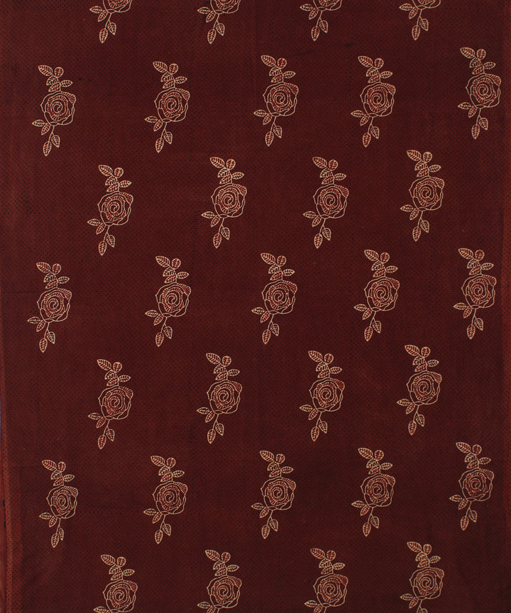 3m maroon cotton ajrakh hand printed kurta material