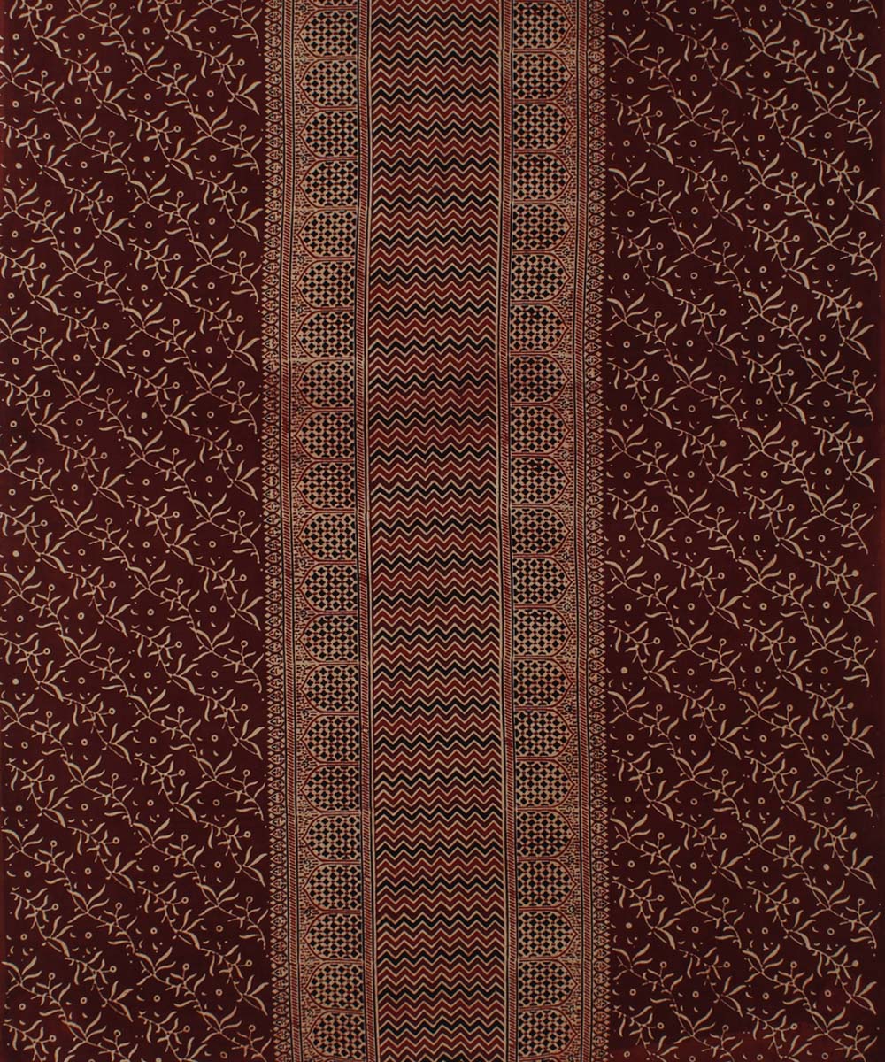 3m maroon cotton ajrakh printed kurta material