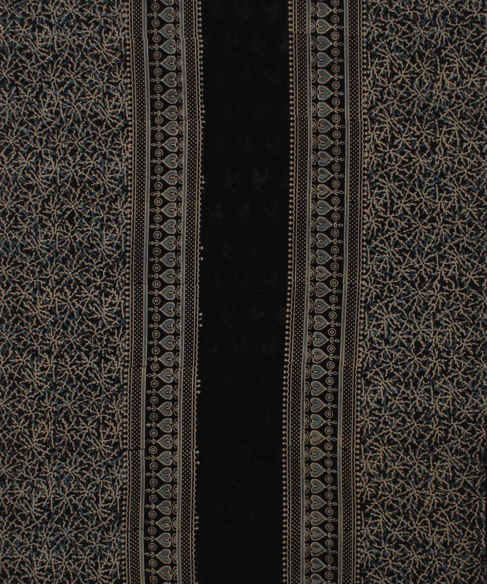 3m black offwhite hand printed cotton ajrakh kurta material